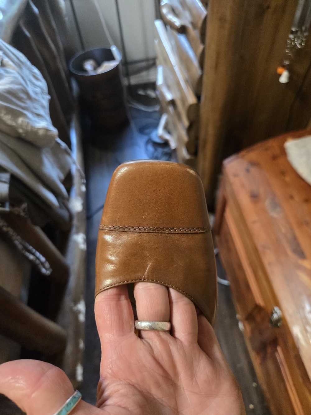 Vaneli Bini Brown Leather Ankle-Strap Heels - Picture 6 of 9